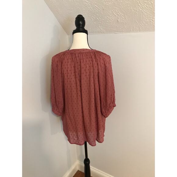 Garnet Hill Elbow-Sleeve Swiss-Dot Blouse - Size Medium - Picture 3 of 12
